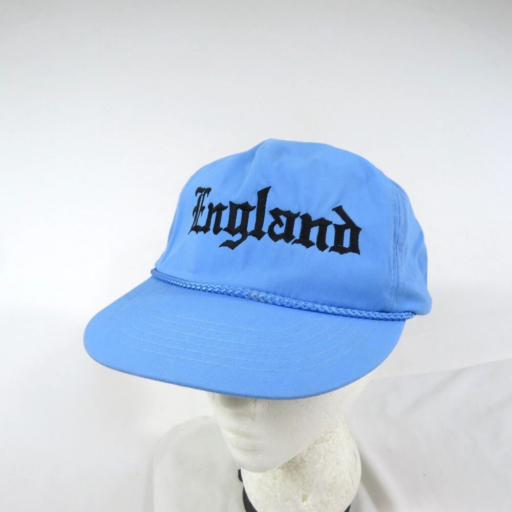 England Rope Hat, Golf Trucker Cap Blue Black Embroidered Letters 1990s